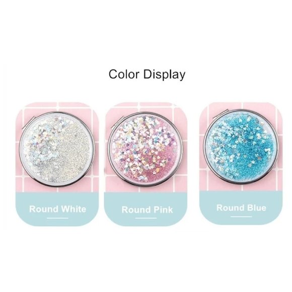Personalized Compact Makeup Mirror,Liquid Floating Quicksand Glitter Mirror - Picture 8 of 10